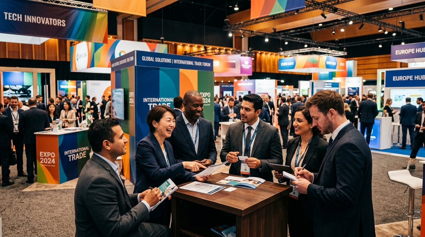 International buyers meeting at a trade event